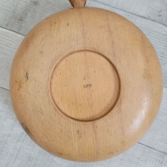 Vintage Wooden Snack Tray With Rooster Print & Hanging Handle Made In Japan - Picture 7 of 7